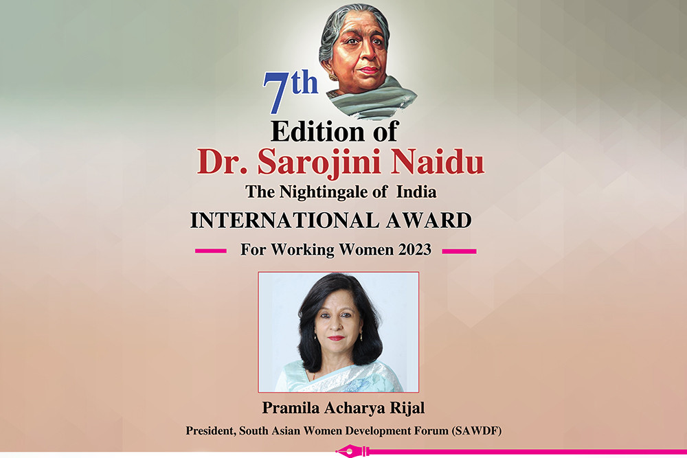 SAWDF President Rijal honoured with Sarojni Naidu Award